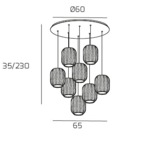 Lampadario con vetro trasparent toplight tender oro per salone