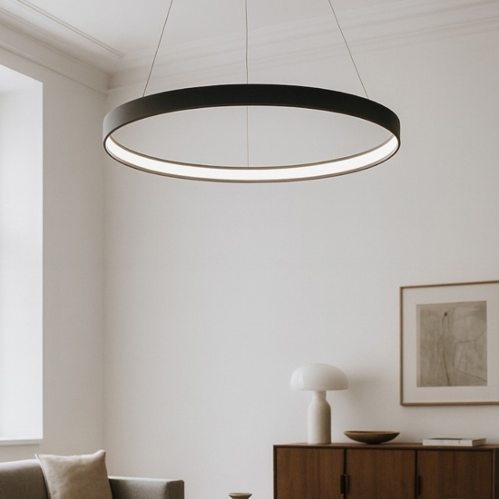 Sforzin anello lampadario  moderno nero per soggiorno