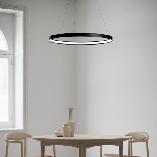 Sforzin anello lampadario  moderno nero per soggiorno