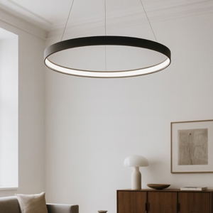 Sforzin lampadario tondo moderno led 70w 3000k cerchio nero