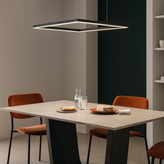 Ideal lux oracle slim sp d070 square lampadario quadrato led 41w 3000k nero