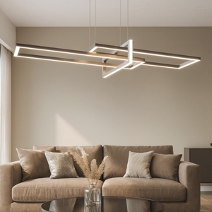 Lampadario per soggiorno design nichel moderno led 34w 3000k dimmerabile