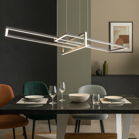 Lampadario per soggiorno design nichel moderno led 34w 3000k dimmerabile