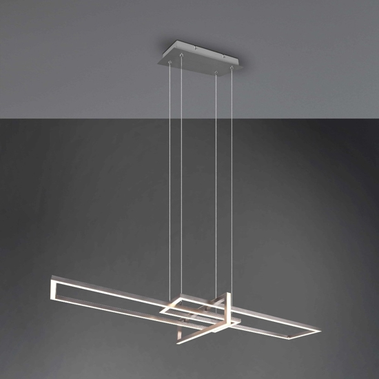 Lampadario per soggiorno design nichel moderno led 34w 3000k dimmerabile