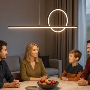 Lampadario led 30w 3000k nero moderno per soggiorno
