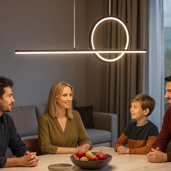 Lampadario led 30w 3000k nero moderno per soggiorno