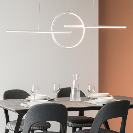 Lampadario led design moderno bianco per soggiorno 50w 3000k