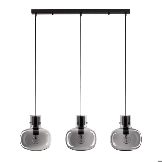 Lampadario 3 luci da soggiorno vetri fume