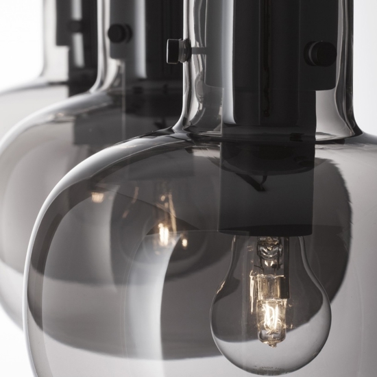 Lampadario 3 luci da soggiorno vetri fume