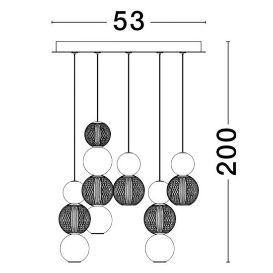 Lampadario elegante per soggiorno contemporaneo sfere oro