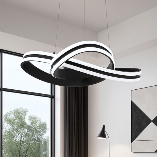 Lampadario nero moderno per soggiorno intreccio led 36w 3000k eglo corredera