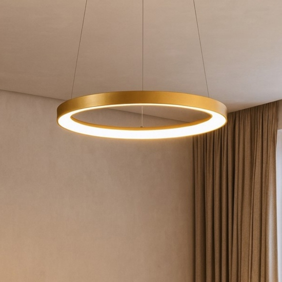 Krizia sp oro gea luce lampadario led 38w 3000k cerchio moderno