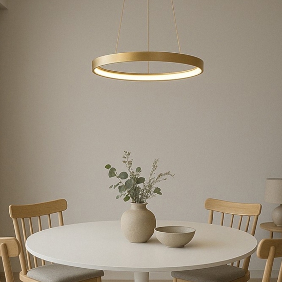 Krizia sp oro gea luce lampadario led 38w 3000k cerchio moderno