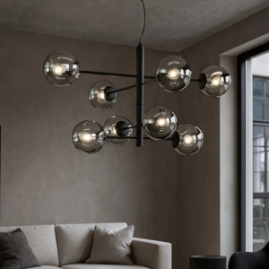 Ondaluce lampadario moderno so eliseo 8 luci nero per soggiorno