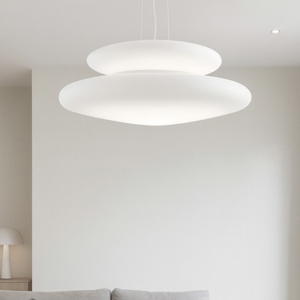 Lampadario moderno so pagoda ondaluce 60cm doppio vetro bianco per soggiorno