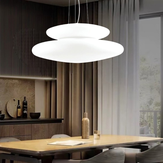 Lampadario moderno so pagoda ondaluce 60cm doppio vetro bianco per soggiorno