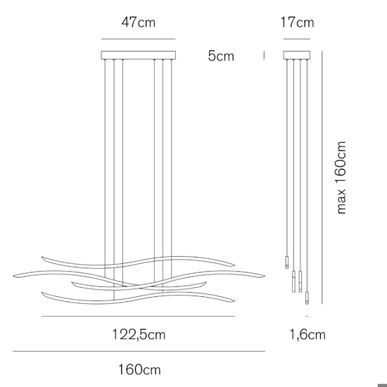 Lampadario design moderno per soggiorno led 3000k bianco vivida lil wave