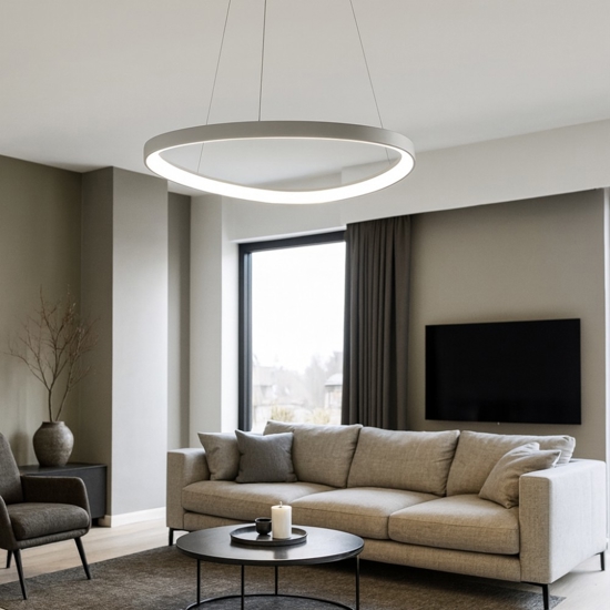 Lampadario led 60w 3000k 4000k design moderno vivida lifering bianco 81cm