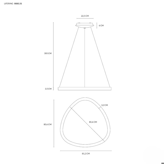 Lampadario led 60w 3000k 4000k design moderno vivida lifering bianco 81cm