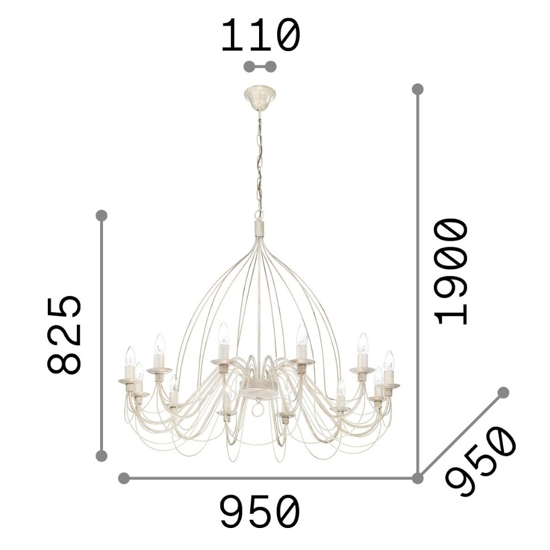 Ideal lux corte sp12 lampadario ruggine contemporaneo