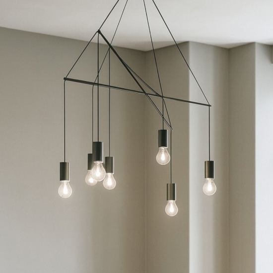 Pop sp6 nero ideal lux lampadario design minimale moderno