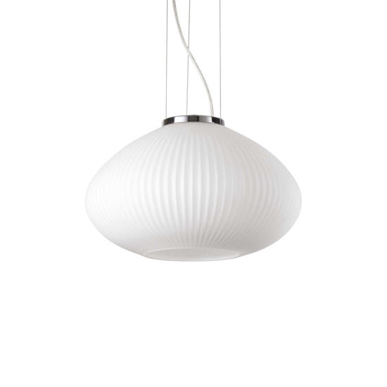 Plisse sp1 d35 ideal lux cromo lampadario vetro bianco