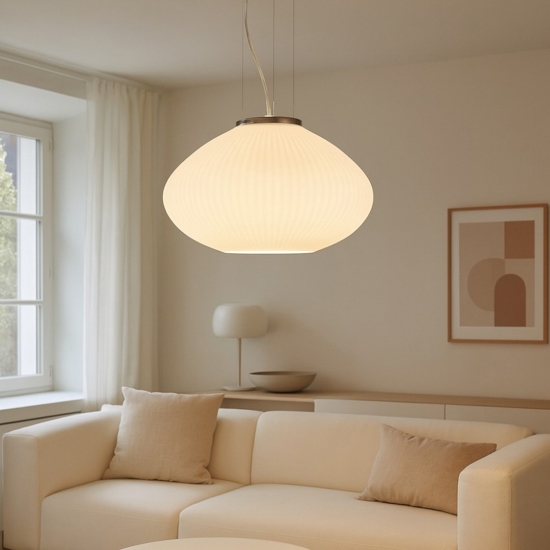 Plisse sp1 d35 ideal lux cromo lampadario vetro bianco