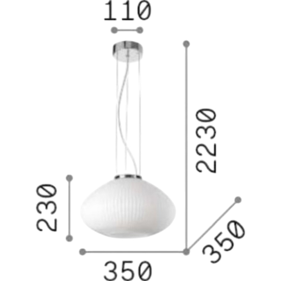 Plisse sp1 d35 ideal lux cromo lampadario vetro bianco