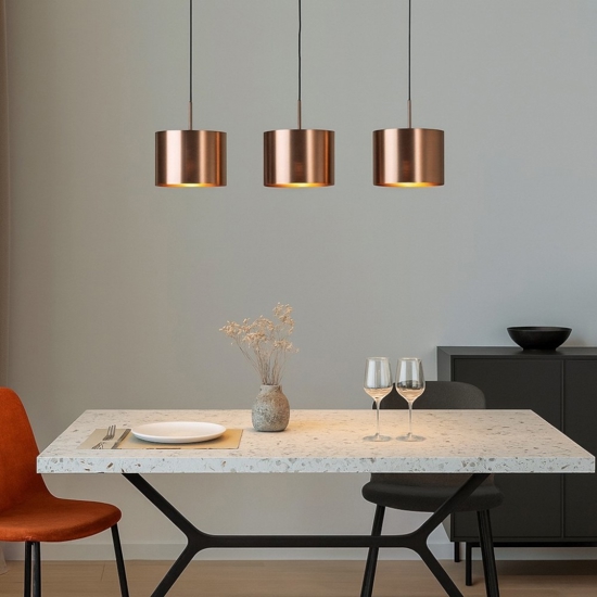 Eglo saganto lampadario cilindri rame per tavolo soggiorno