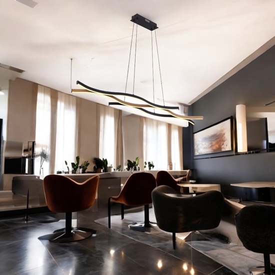 Lampadario led design moderna nero marrone 3000k