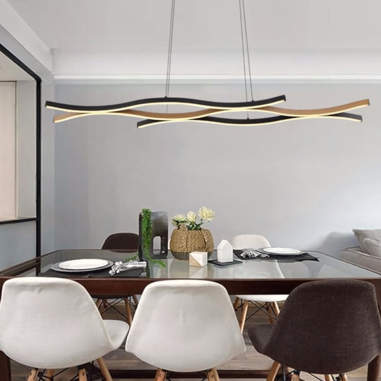 Lampadario led design moderna nero marrone 3000k