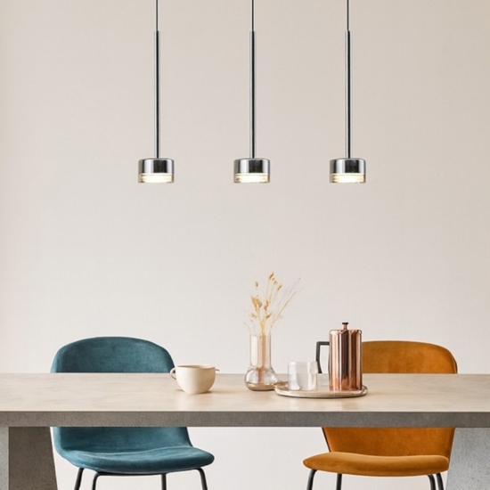 Lampadario nero 3 luci vetri bronzo moderno