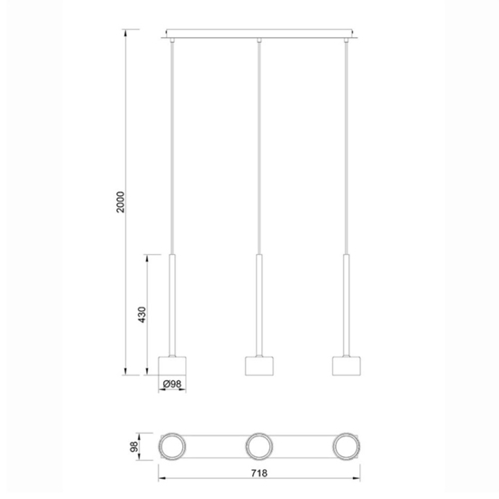 Lampadario nero 3 luci vetri bronzo moderno