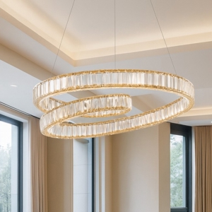 Lampadario design led di cristallo oro stile contemporaneo