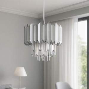 Lampadario per soggiorno cromo con cristalli elegante