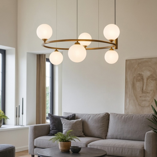 Lampadario per soggiorno moderno ring oro maytoni