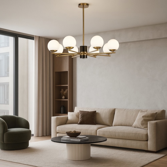 Maytoni lampadario marble per soggiorno elegante nero oro ottone