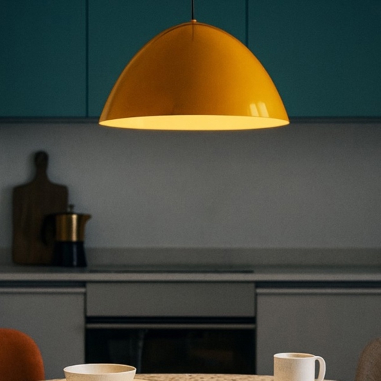 Lampadario giallo ocra 50cm per per isola penisola cucina