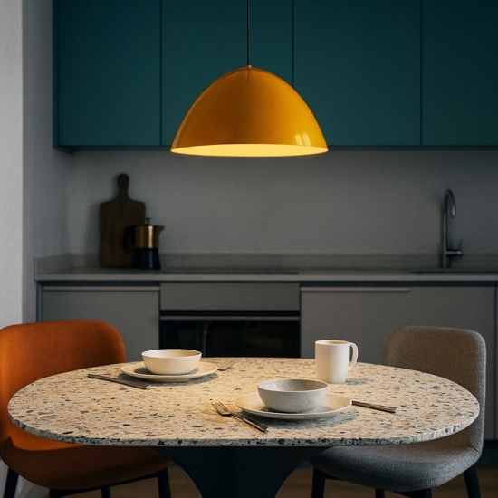 Lampadario giallo ocra 50cm per per isola penisola cucina