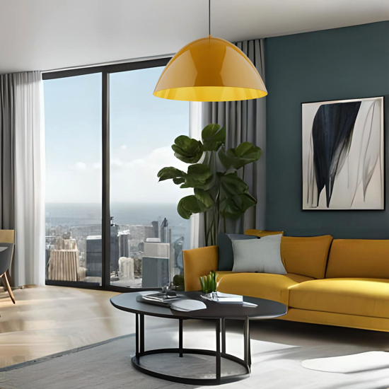 Lampadario giallo ocra 50cm per per isola penisola cucina