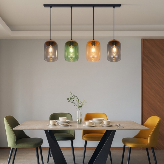 Lampadario moderno vetri colorati per sala da pranzo