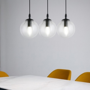 Lampadario moderno per soggiorno sfere vetro trasparente fp