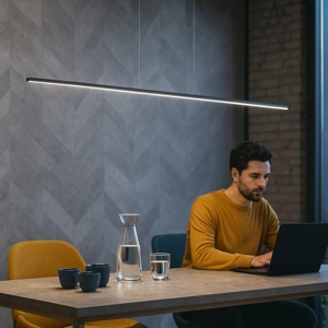 Linea light straight lampadario moderno led 2700k nero 152cm