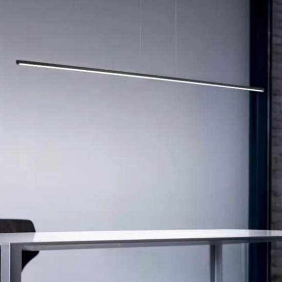Linea light straight lampadario moderno led 2700k nero 152cm