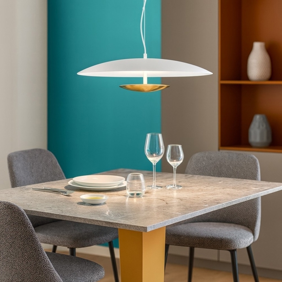 Horizon linea light lampadario moderno vetro oro led 3000k