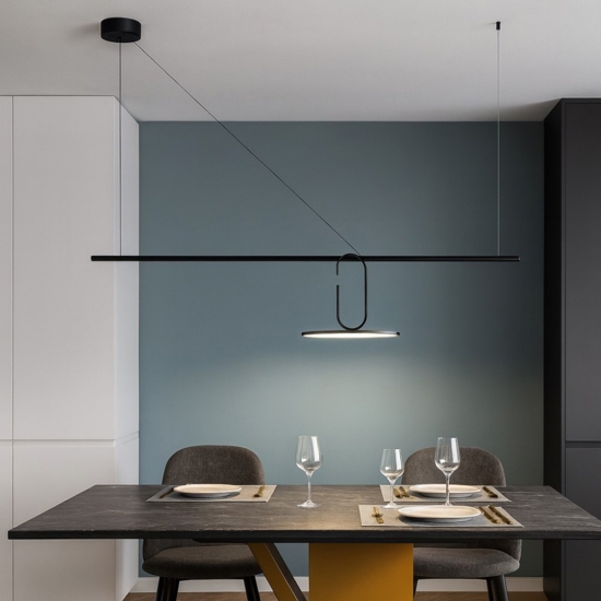Lampadario design minimal moderno nero orientabile