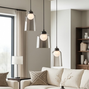 Lampadario moderno da soggiorno led 3000k in vetro