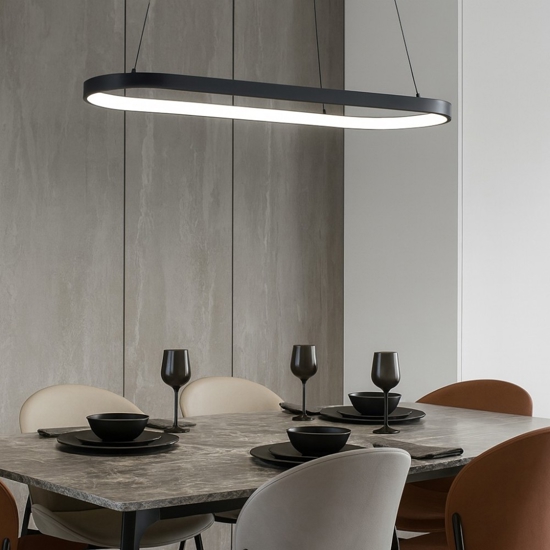 Lampadario moderno per tavolo da pranzo nero ovale codriales eglo