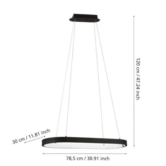 Lampadario moderno per tavolo da pranzo nero ovale codriales eglo