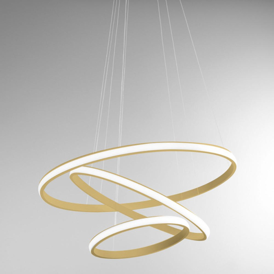 Gea luce iole s3 oro lampadario led tre cerchi